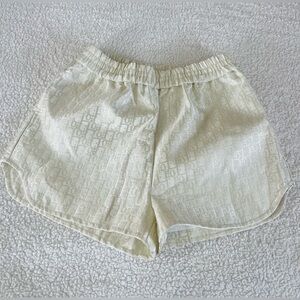 Dior Cream Jacquard Elastic Waist Athletic Shorts Sz 40.